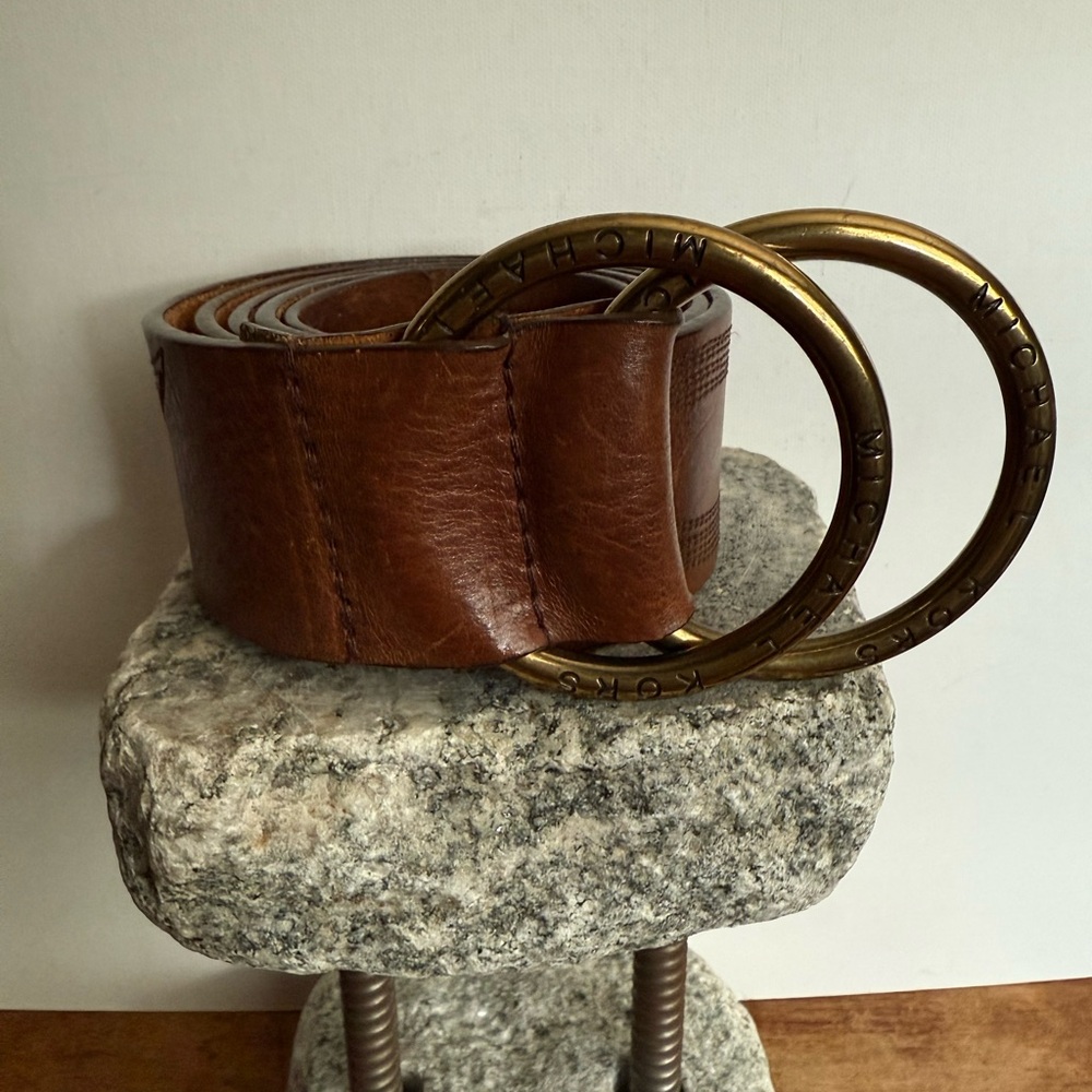 Michael Kors Brown Leather Belt With Brass Buckle - Picture 6 of 15